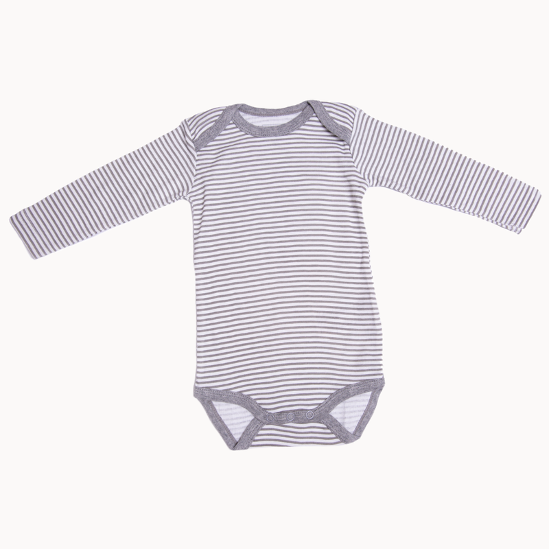Name it Babybody langarm - grau/weiss