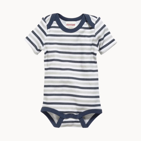 Schnizler Babybody kurzarm - blau/grau