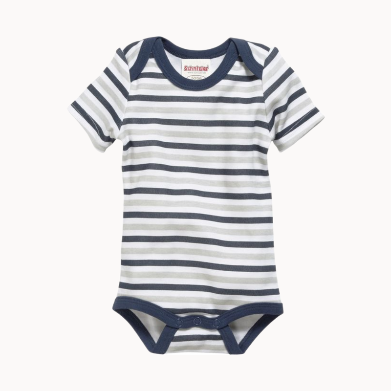 Schnizler Babybody kurzarm - blau/grau