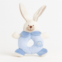 Blauer Maximo Greifring Hase, erstes Babyspielzeug aus Plüsch