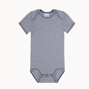 Sanetta Babybody kurzarm - blau/weiss