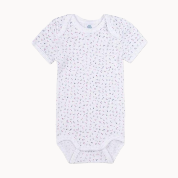Sanetta Babybody kurzarm - weiß/print