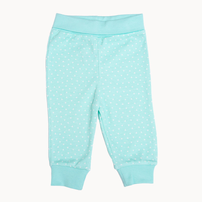 Baby Corner Babyhose in Mint aus 100% Baumwolle; weicher Komfortbund und elastische Bündchen für bequemen Sitz – hautfreundlich und pflegeleicht, ideal für die Erstausstattung (Größen 56–62 und 62–68 cm).