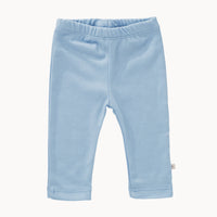 Fresk Babyhose blau aus 100% Bio-Baumwolle – weiche, bequeme Hose mit elastischem Bund; Größe 62–68, hautfreundlich und ideal für die Erstausstattung.