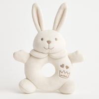 Natur-weißer Maximo Greifring Hase, erstes Babyspielzeug aus Plüsch