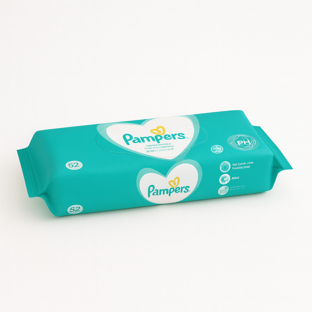 Pampers Baby Feuchttücher sensitiv (parfümfrei), 104 Stück – sanfte, pH-ausgleichende Reinigung für empfindliche Babyhaut; alkoholfrei, ideal für Wickeltasche, Babyerstausstattung und Baby Box.