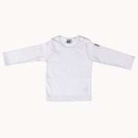 Pippi Baby Langarmshirt weiß, Größe 60 cm, weiche Baumwollmischung mit Schulterknöpfen – praktisches Basic für Neugeborene, ideal für Babyerstausstattung und Baby Box.