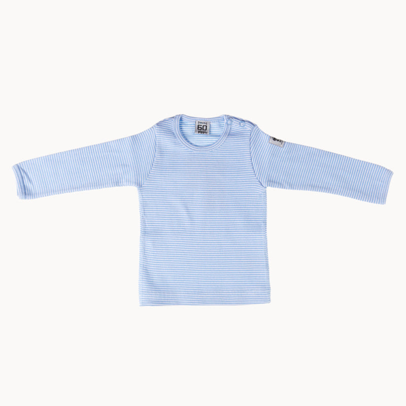 Pippi Baby T-Shirt blau gestreift, Größe 60 cm, weiche Baumwollmischung – Basic für die Babyerstausstattung, ideales Geburtsgeschenk.