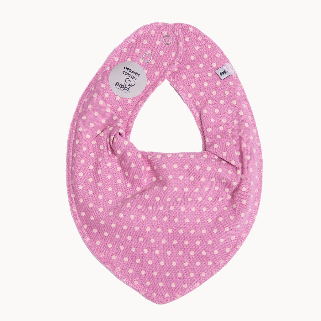 Pippi Babyhalstuch old rose (altrosa), One Size, weiches Baumwoll-Mischgewebe mit Druckknopf, gepunktet – saugfähiges Dreieckstuch für Babys, ideal für Baby-Erstausstattung und als Geschenk zur Geburt.