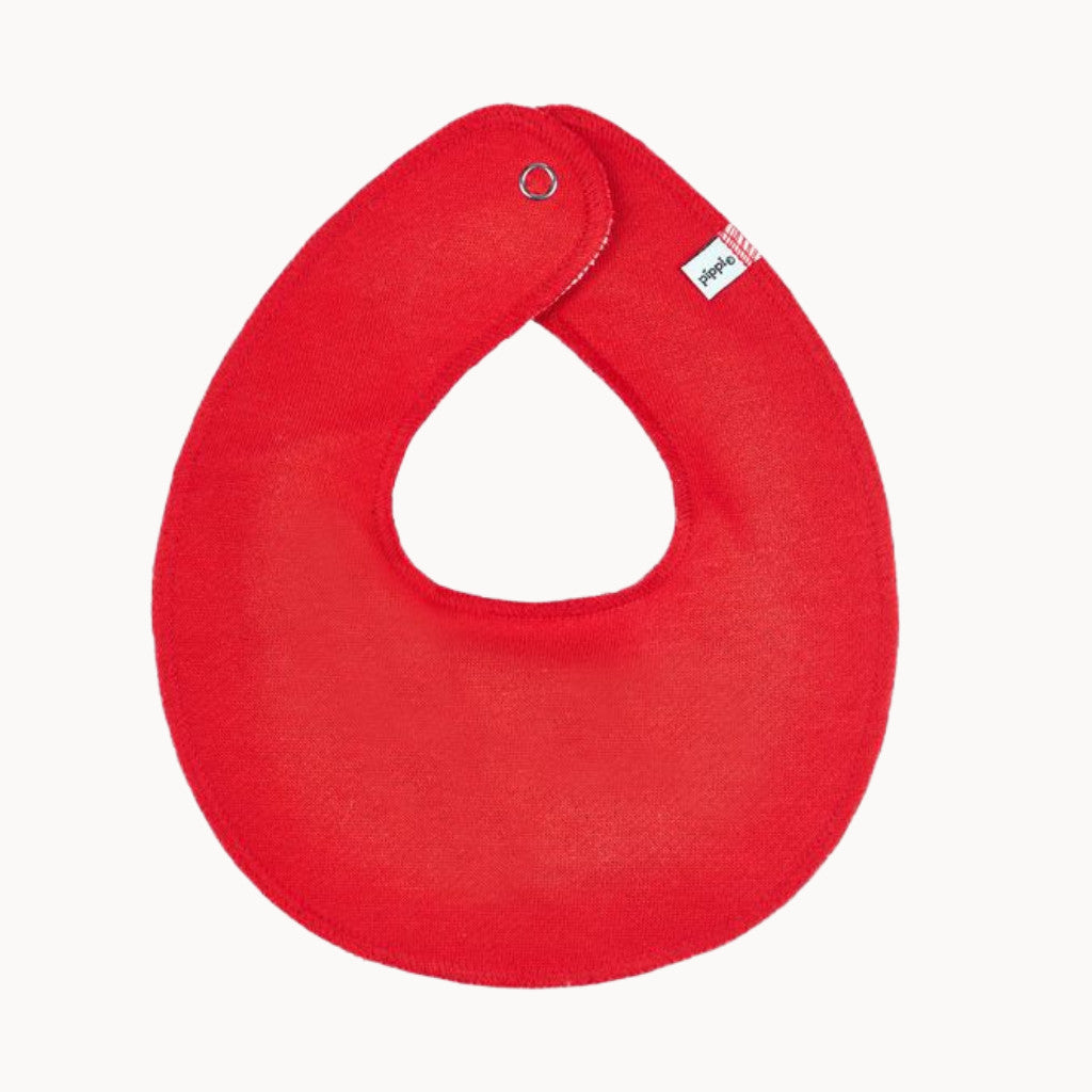 Pippi Babyhalstuch rot (Einheitsgröße), doppellagige Baumwollmischung mit Druckknopf – saugfähiges Speichellätzchen fürs Zahnen, Babyerstausstattung, Geburtsgeschenk.