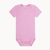 Sanetta Babybody kurzarm rosa/weiß gestreift aus 100% Bio-Baumwolle (Feinripp), GOTS – weicher Kurzarm-Body mit Schlupfausschnitt und Druckknöpfen im Schritt, Größe 56; hautfreundlich und pflegeleicht.