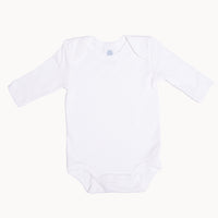 Sanetta Babybody langarm weiß aus 100% Bio-Baumwolle (GOTS), Feinripp – weicher Body mit amerikanischem Halsausschnitt und nickelfreien Druckknöpfen im Schritt, Größe 56; atmungsaktiv und hautfreundlich, Made in Europe.
