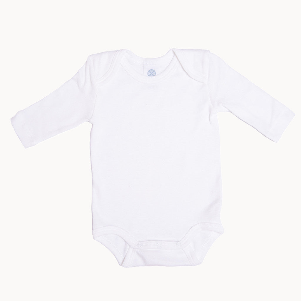 Sanetta Babybody langarm weiß aus 100% Bio-Baumwolle (GOTS), Feinripp – weicher Body mit amerikanischem Halsausschnitt und nickelfreien Druckknöpfen im Schritt, Größe 56; atmungsaktiv und hautfreundlich, Made in Europe.