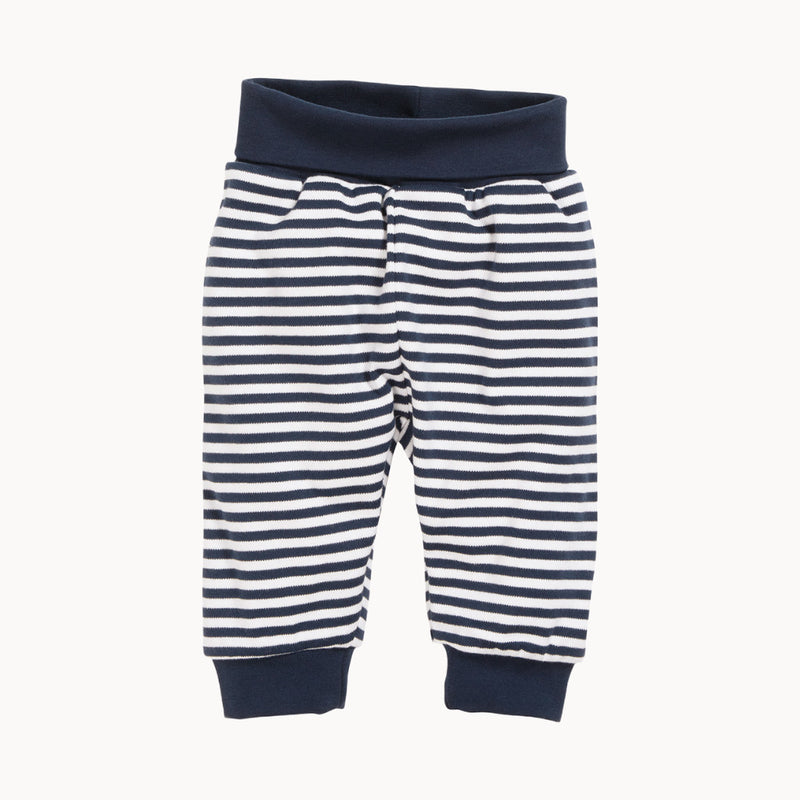 Schnizler Babyhose maritim aus 100% Baumwolle (Interlock), OEKO-TEX® Standard 100 – navy-weiß gestreifte Hose mit Komfortbund, Größe 62; ideal für Babyerstausstattung, Baby Box oder als Geschenk zur Geburt.