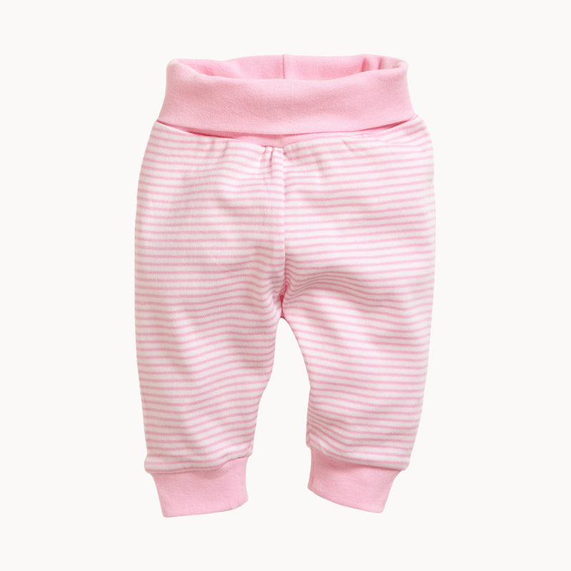 Schnizler Babyhose rosa gestreift aus 100% Baumwolle (Interlock), OEKO-TEX® Standard 100 – weiche Hose mit Komfortbund, Größe 62; ideal für Erstausstattung oder Baby Box.
