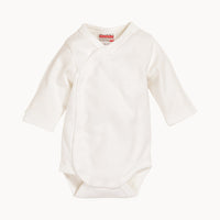 Schnizler Wickelbody langarm natur aus 100% Baumwolle (Interlock) – weicher Wickelbody mit Druckknöpfen, Größe 56; sanft zur Babyhaut, ideal für Babyerstausstattung, Baby Box oder als Geschenk zur Geburt.