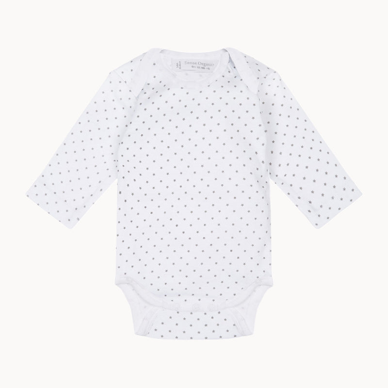 Sense Organics Babybody langarm, weiß mit Print, Bio-Baumwolle (GOTS) – sanft zur Haut. Erstausstattung, Bio Babykleidung