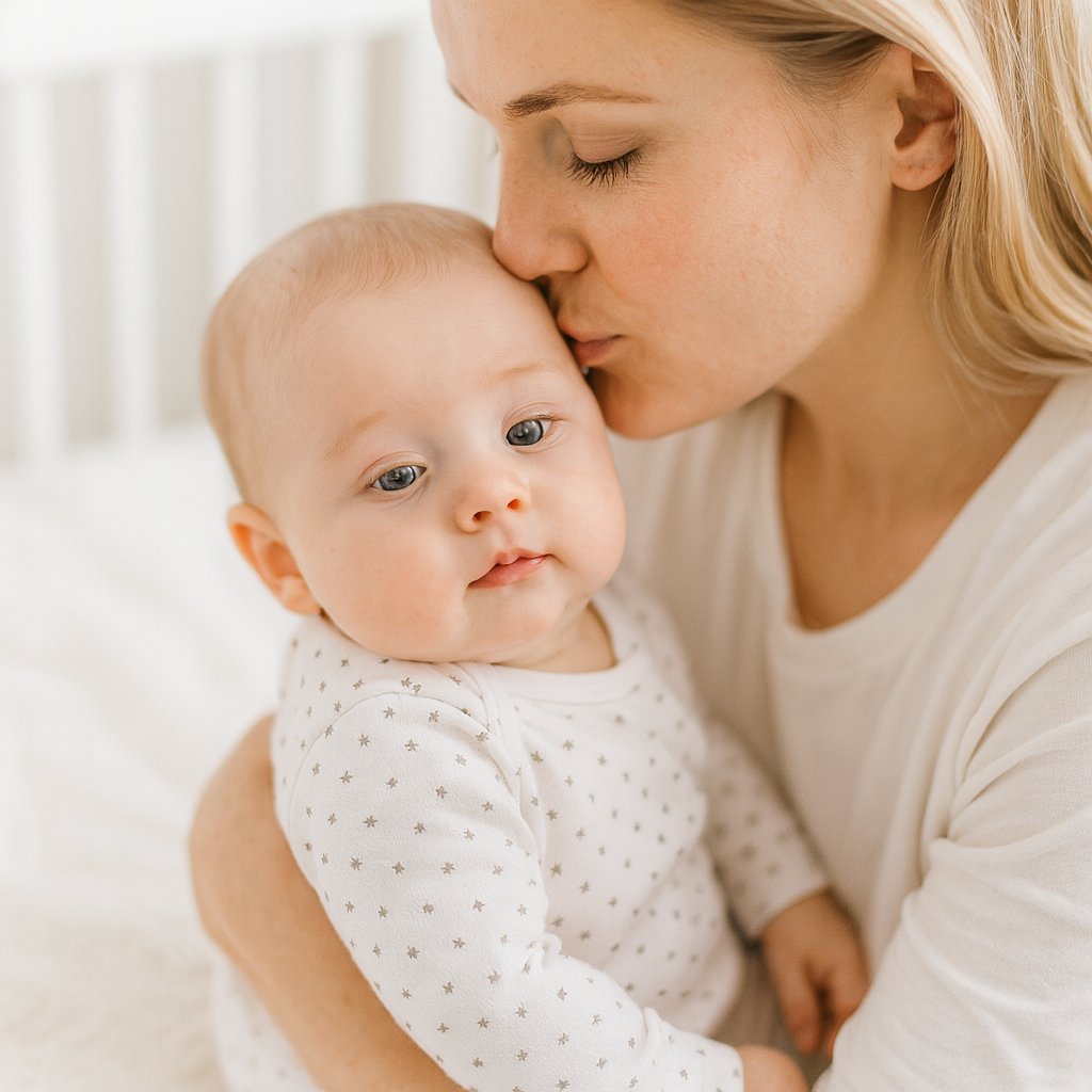 Baby im Sense Organics Langarm-Body aus Bio-Baumwolle (GOTS), weiß mit Print – bequem im Alltag. Babymode, Geschenkidee